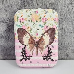 Compact Mirror 2.5" X 3" Double-sided folding makeup travel butterfly & flowers